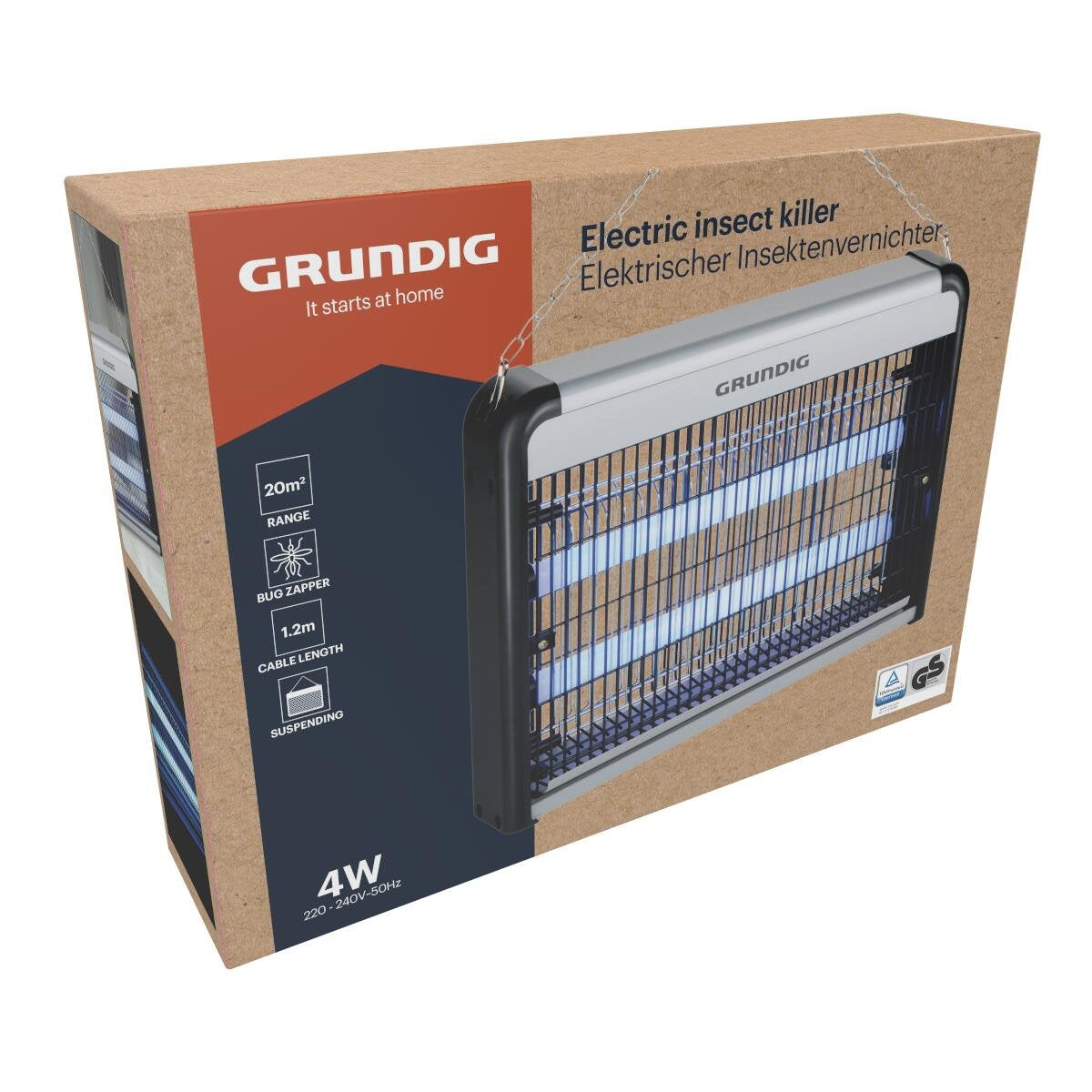 Grundig Elektrisk Insektlampe Med Uv-lys Og Kæde  Dækker Op Til 20 M²