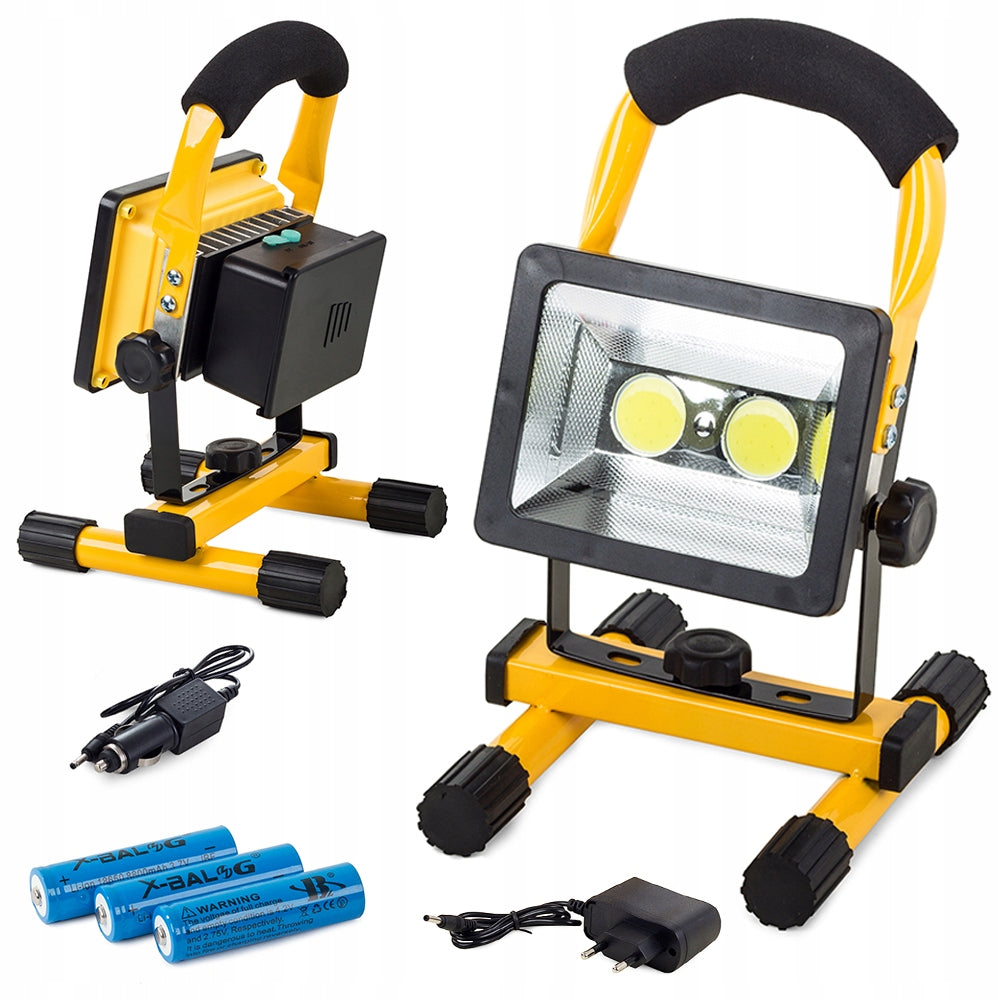 Genopladelig Led Arbejdslampe 30w Med Stander Og 3 Lysfunktioner  Ip65