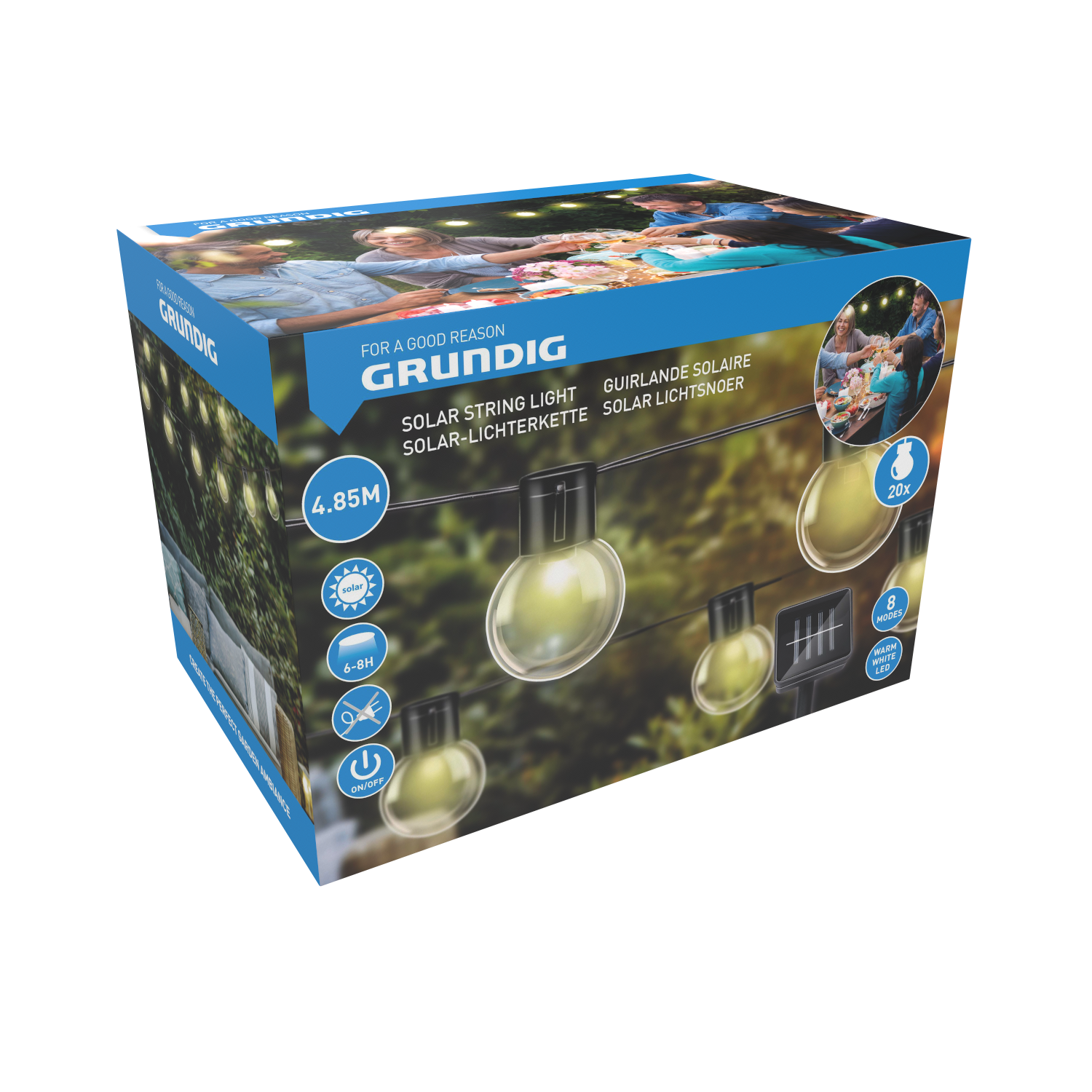 Solcelle Lyskæde Fra Grundig - 4,85 Meter Med 20 Led Lys