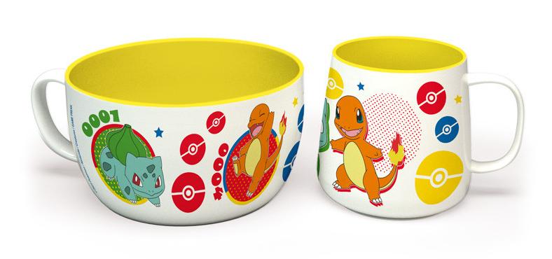 Pokemon - Breakfast Set Mug + Bowl - Pikachu & Kanto Starters Merchandise - Geekd.dk