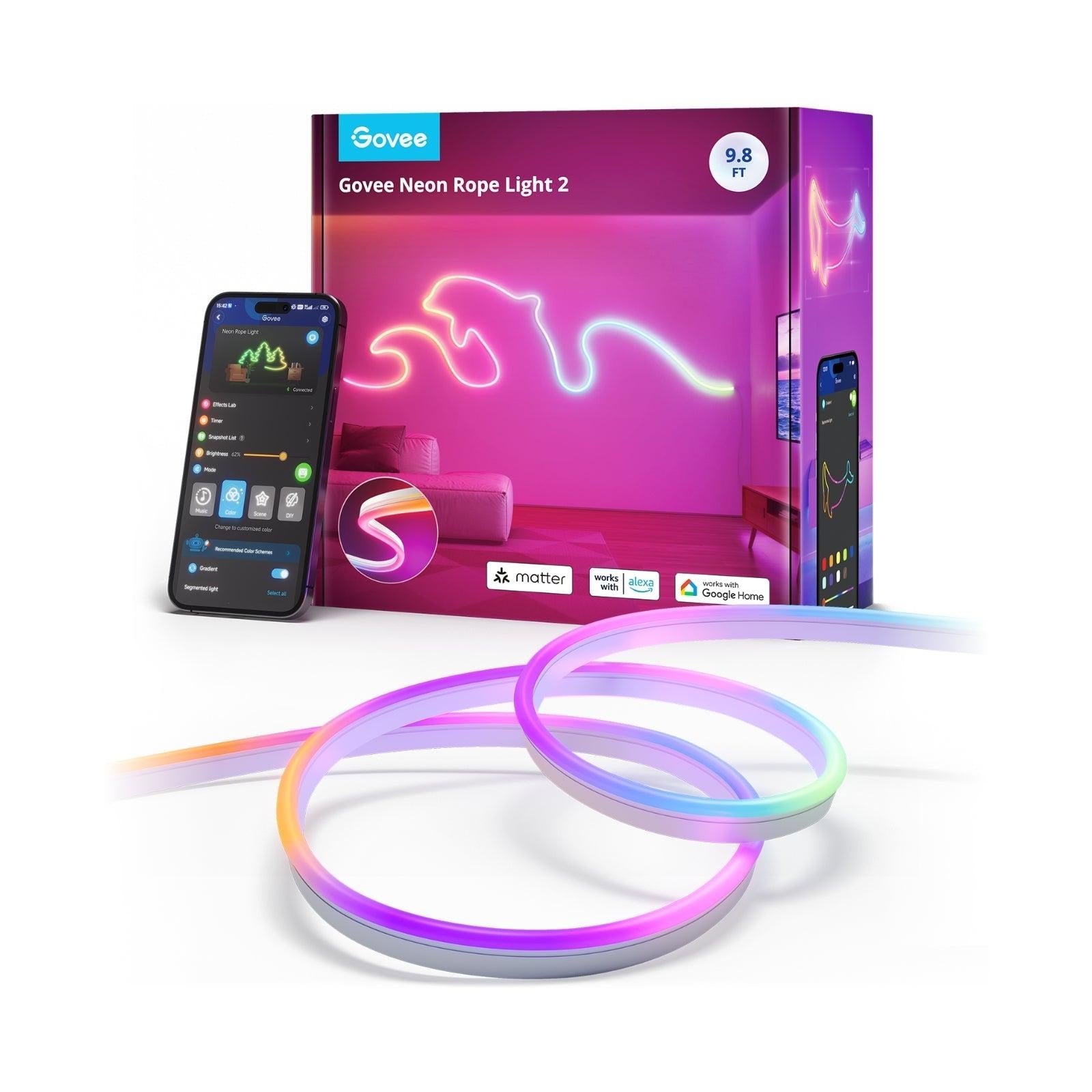 Govee Neon Rope Light 2 Led Lysstrip Wifi/bluetooth 3 M - Geekd.dk