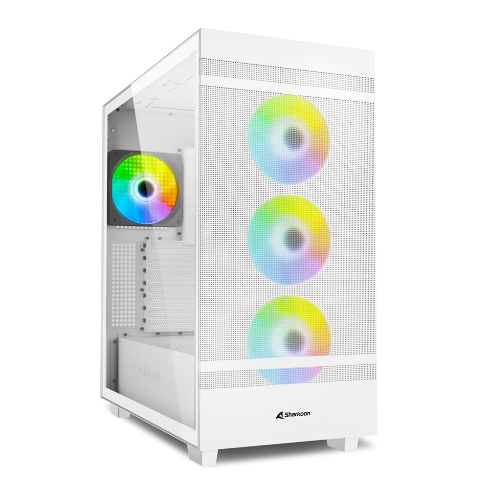 Sharkoon Rebel C50 Rgb, Tower Case (white, Tempered Glass) Kabinet - Geekd.dk