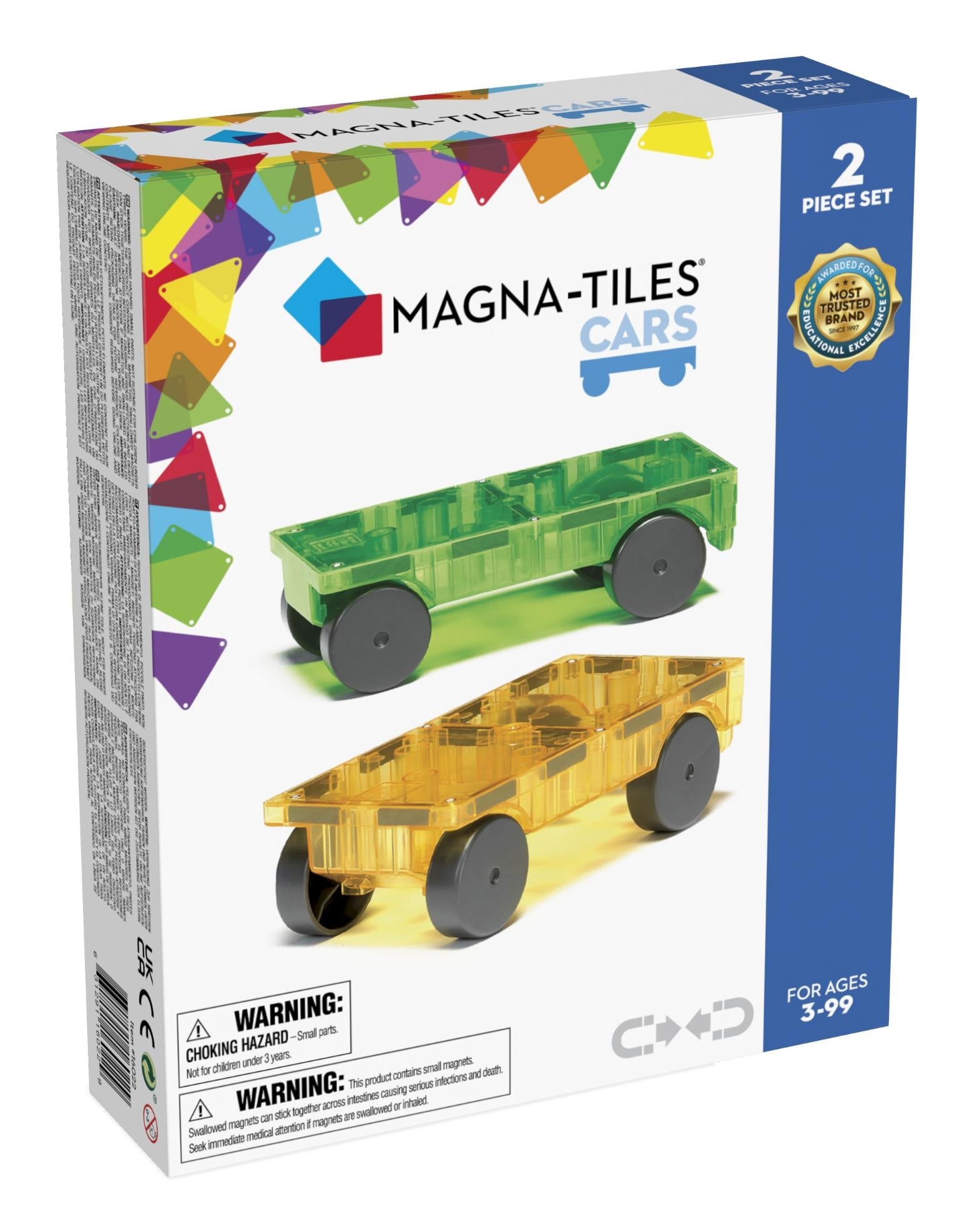 Magna-tiles Cars Green & Yellow  -  Udvidelsessæt Byggesæt - Geekd.dk