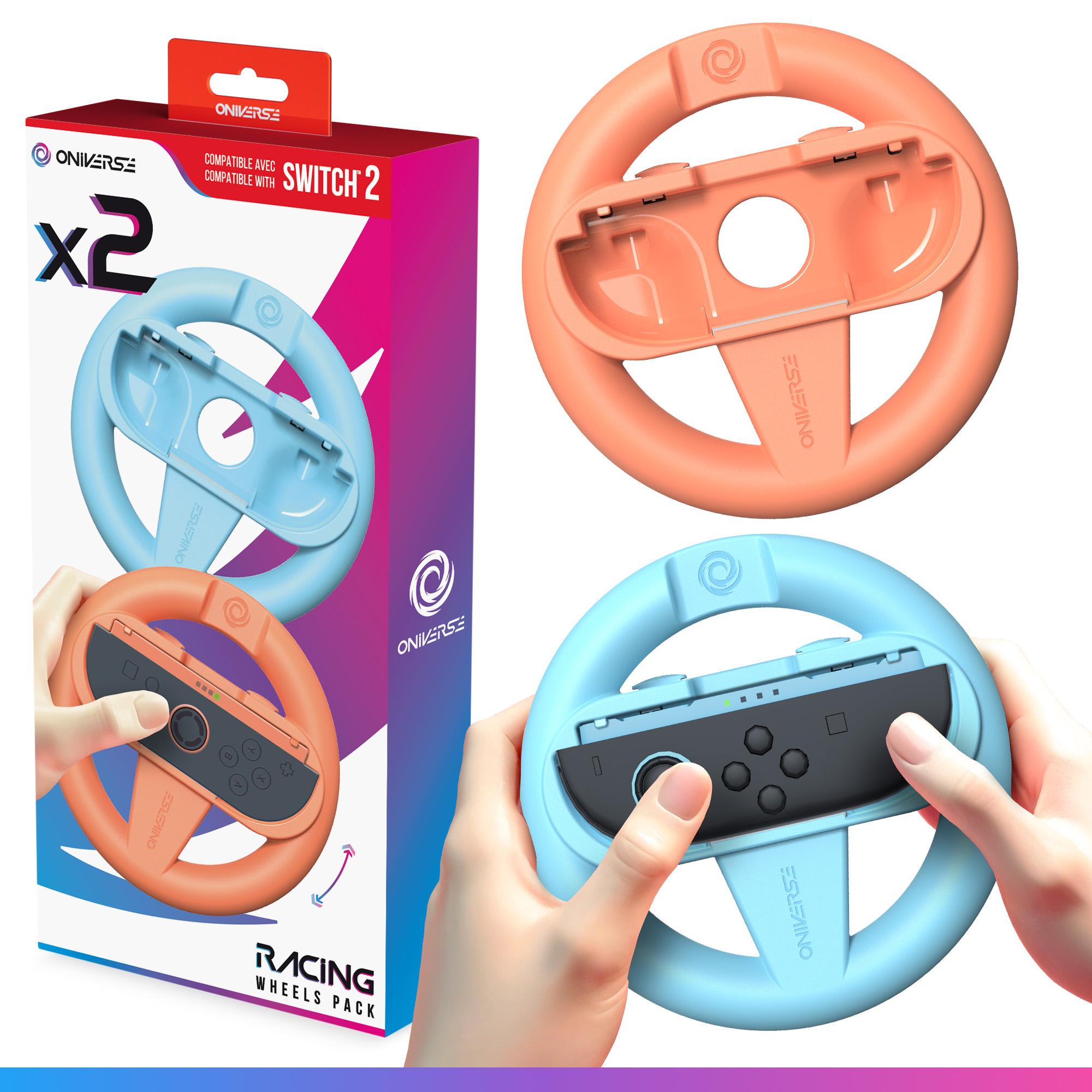 Oniverse Nsw2 Pack Of 2 Racing Wheel Controller Holders - Orange/blue Konsol Tilbehør - Geekd.dk