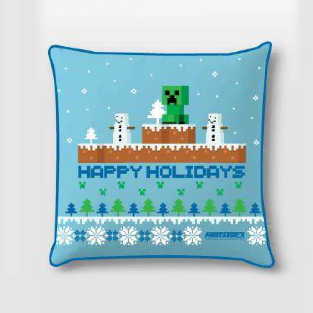 Minecraft Happy Holidays Pudebetræk  -  40x40 Cm (velour) - Geekd.dk