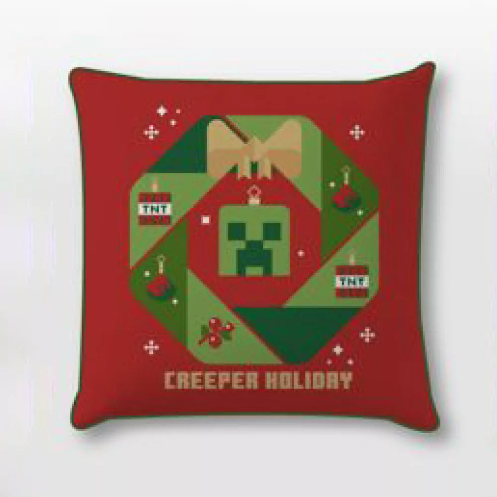 Minecraft Creeper Jule Pudebetræk  -  40x40 Cm (velour) - Geekd.dk