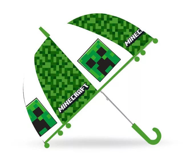 Minecraft Gennemsigtig Børneparaply  -  Semi-automatisk ø70 Cm - Geekd.dk