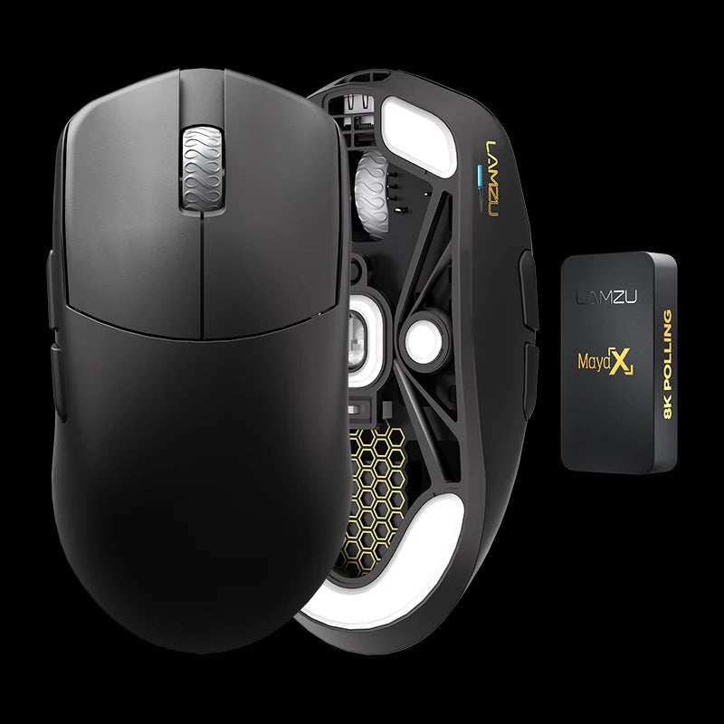 Lamzu Maya X - 8k Dongle, Omron Optical - Charcoal Black Mus - Geekd.dk