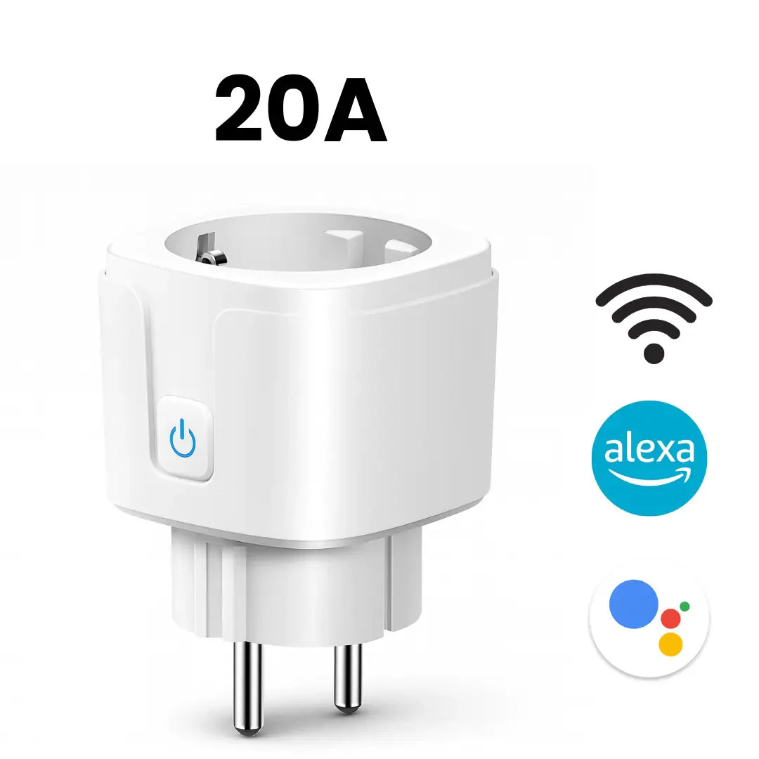 Smart Wifi Stikkontakt 20a Med Energimåler  Kompatibel Med Alexa & Google Home