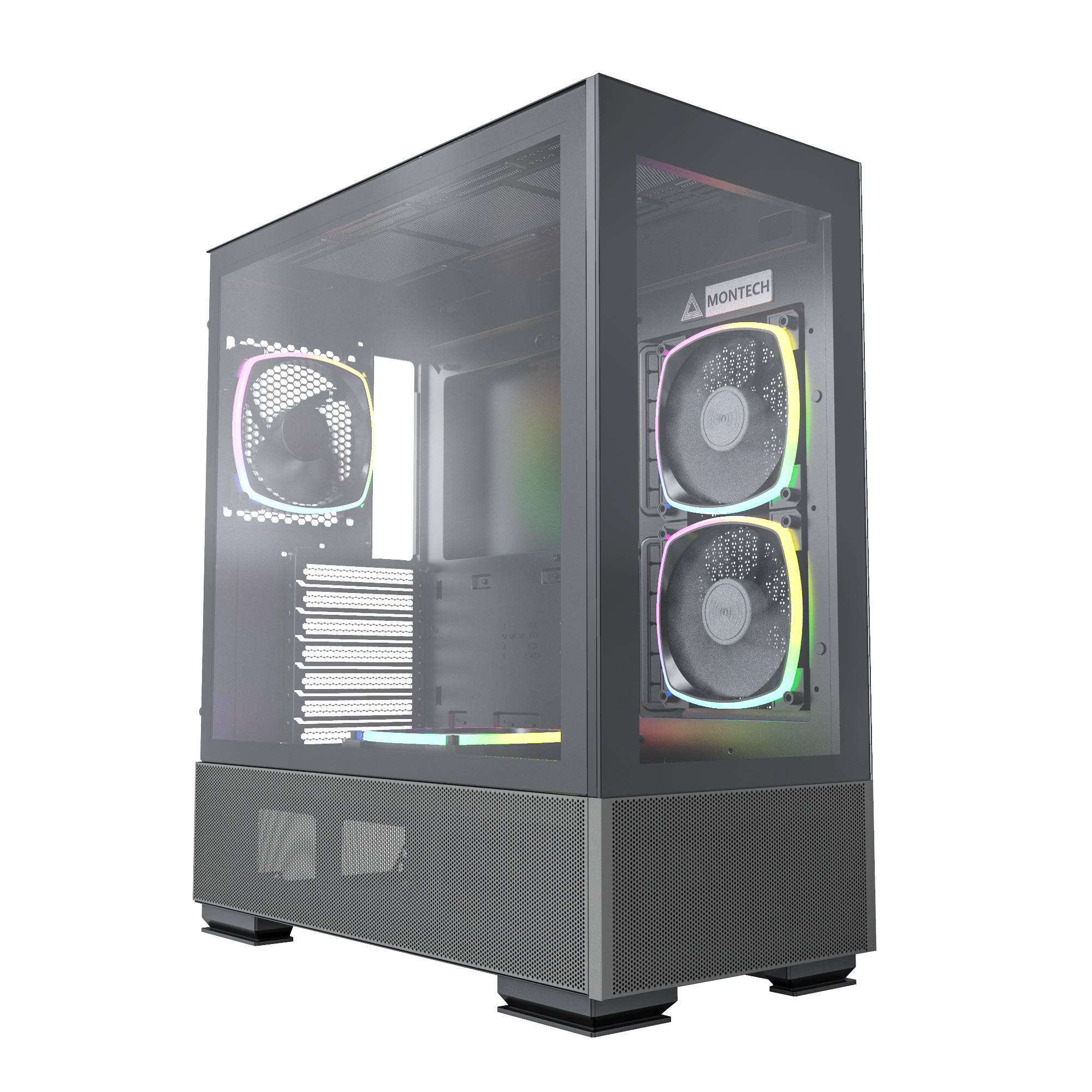Montech Sky Two Black - Midi-tower, E-atx, 4x Argb Pwm Fans Kabinet - Geekd.dk