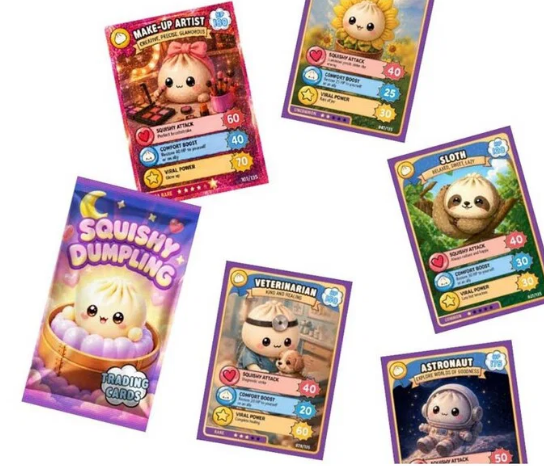 Squishy Dumplings Samlerkort 5-pak Toys - Trading Card - Geekd.dk