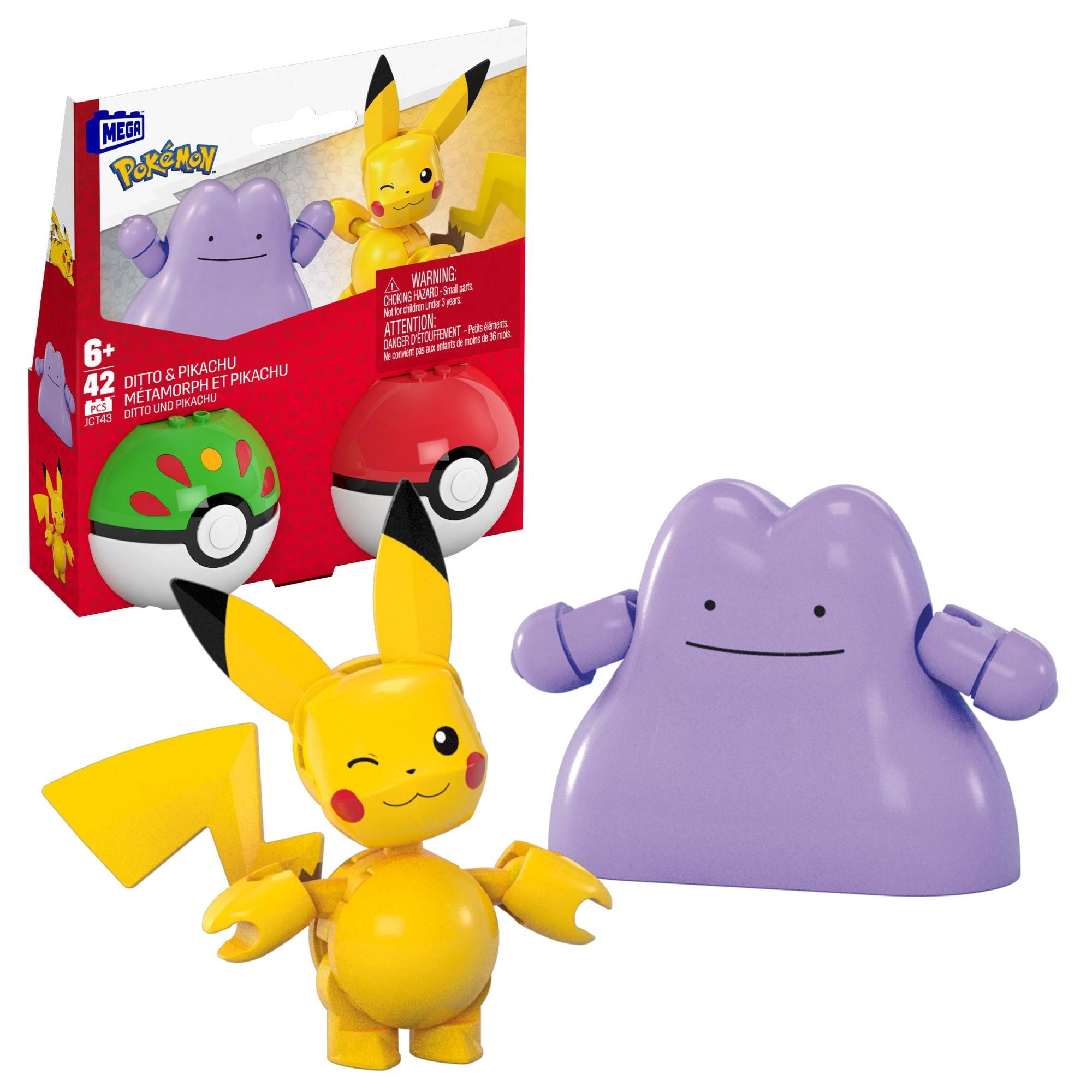 Mega Pokémon Poké Ball Byggesæt  -  Pikachu & Ditto 2-pak Legetøj - Geekd.dk