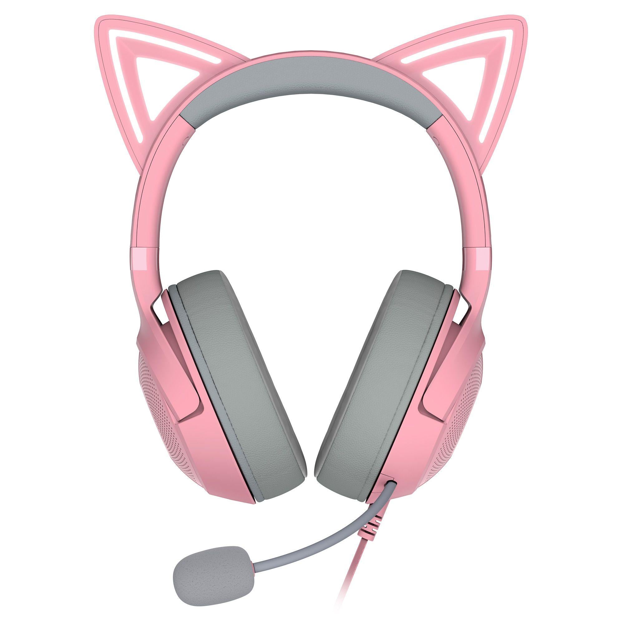 Razer  -  Kraken Kitty V2 Quartz  -  Kablet Gaming Headset Med Katteører - Geekd.dk