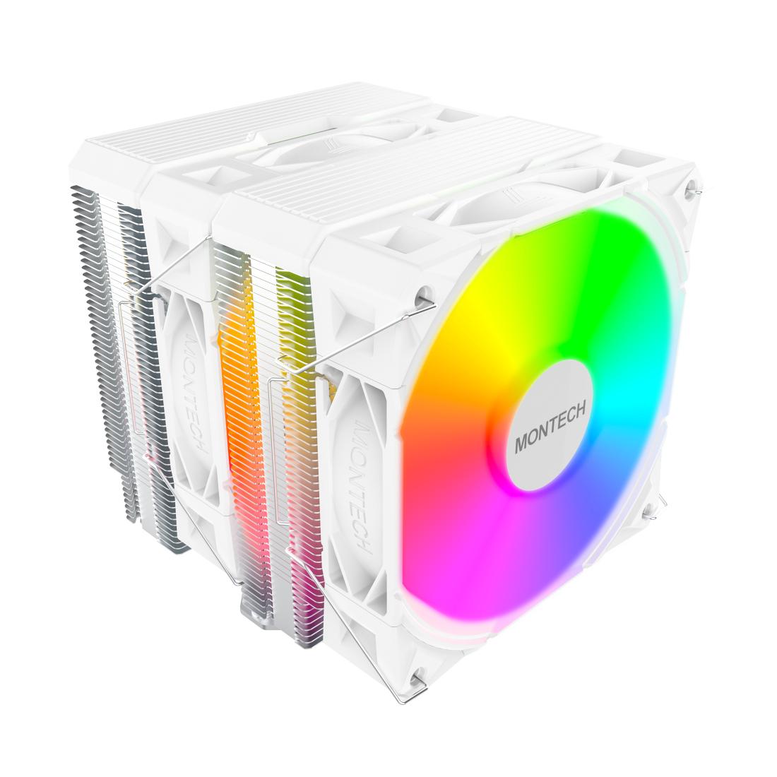 Montech Nx600, Dual Tower, 6 Hp Cpu Cooler, Argb, White Cpu Køler - Geekd.dk