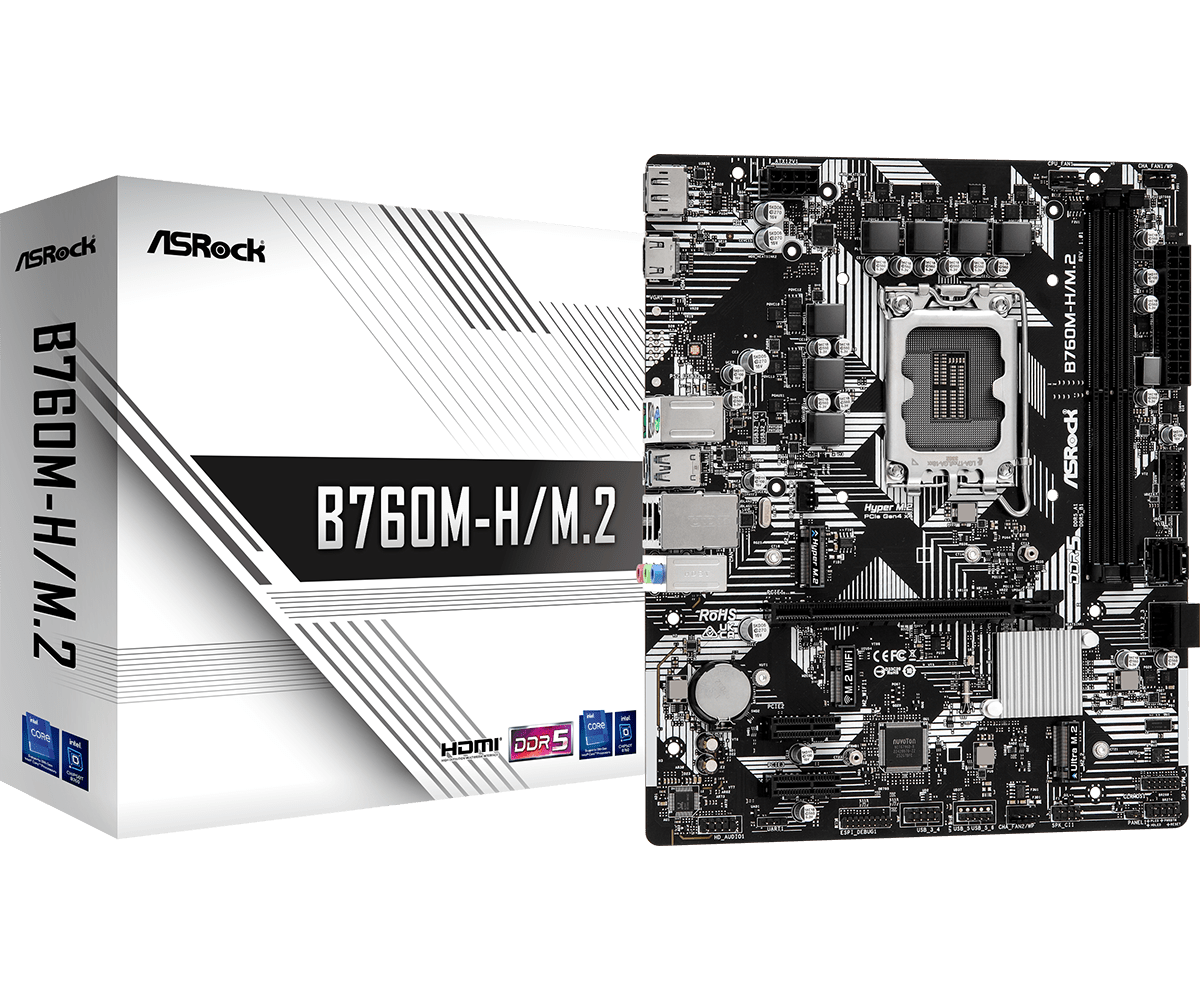 Asrock B760m-h/m.2 - Matx Ddr5 Lga1700 - Bundkort - Geekd.dk