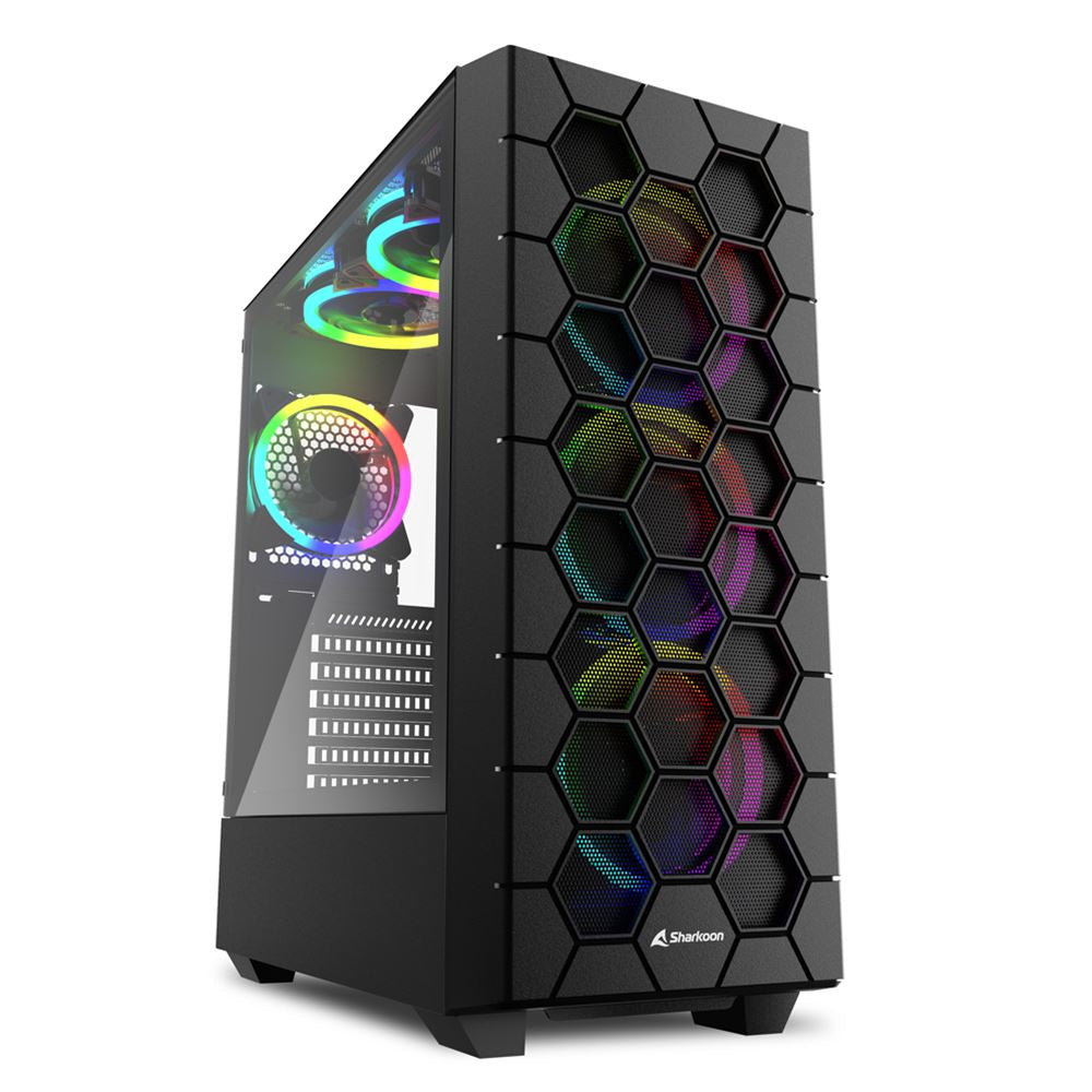 Sharkoon Rgb Hex, Tower Housing (black, Tempered Glass Side Panel) Kabinet - Geekd.dk