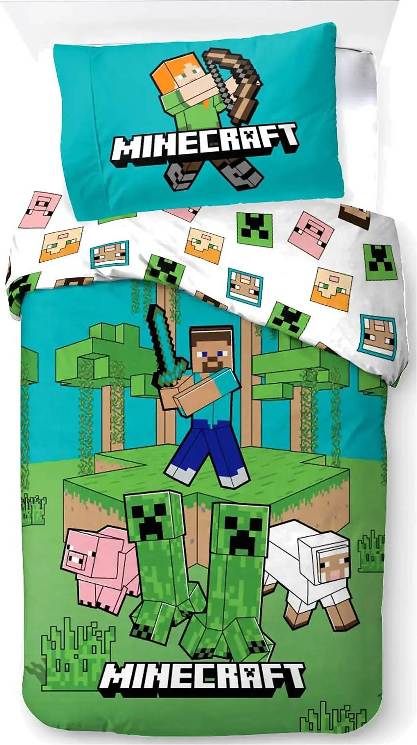 Minecraft Jungle Explore Bed Linen - 140 X 200cm Sengetøj - Geekd.dk