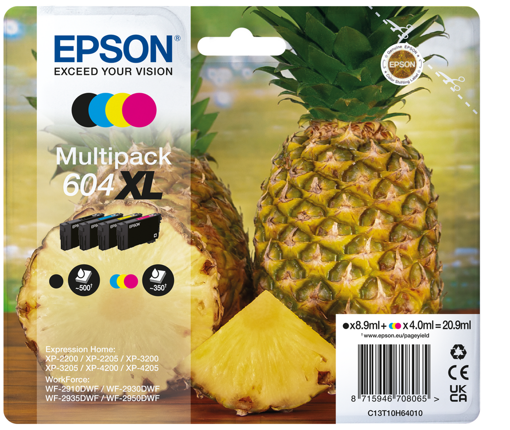 Epson 604xl Multipack Sort Gul Cyan Magenta C13t10h64010