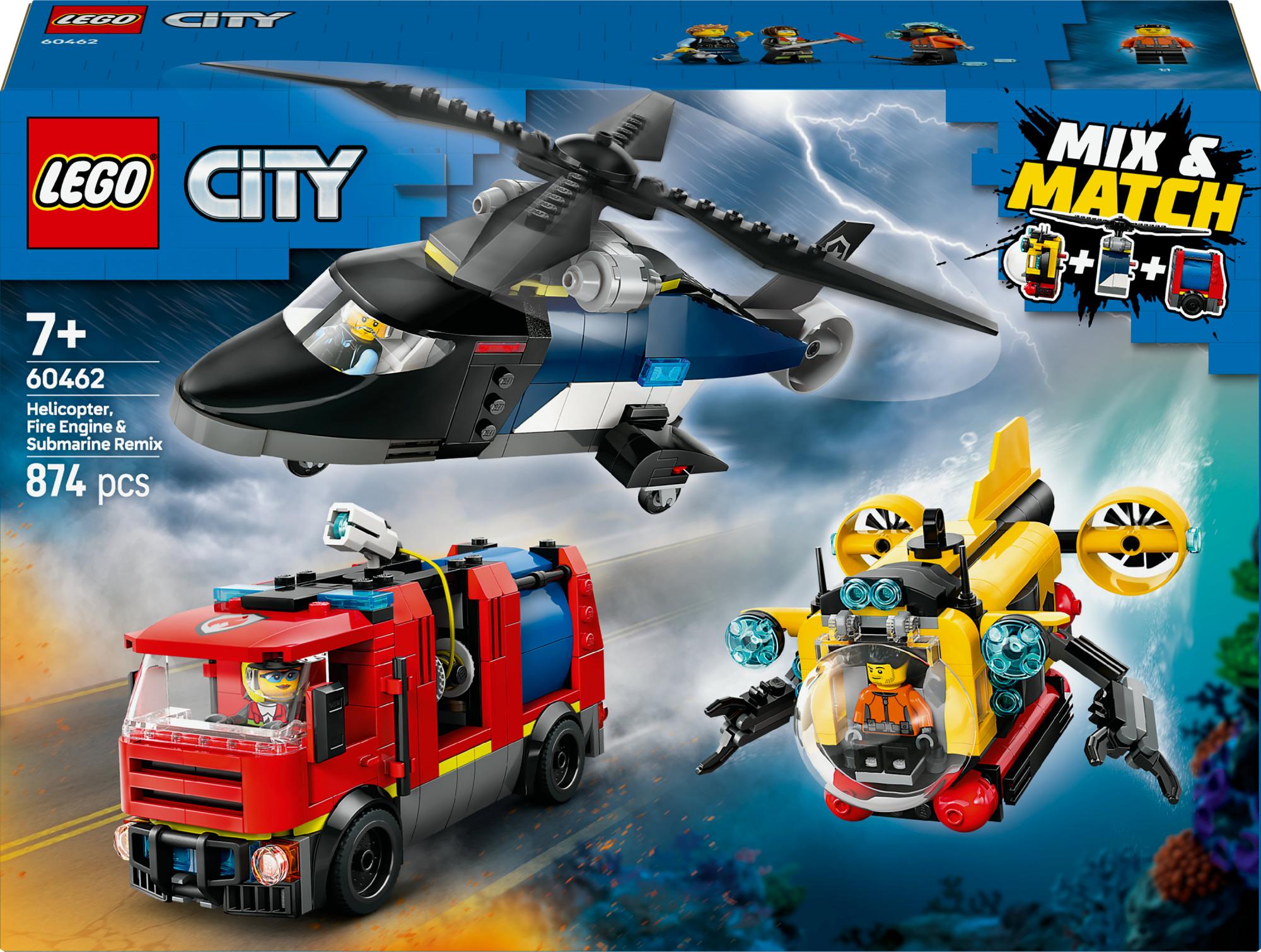 Lego 60462 City Combination Set With Helicopter, Fire Truck And Submarine - Geekd.dk