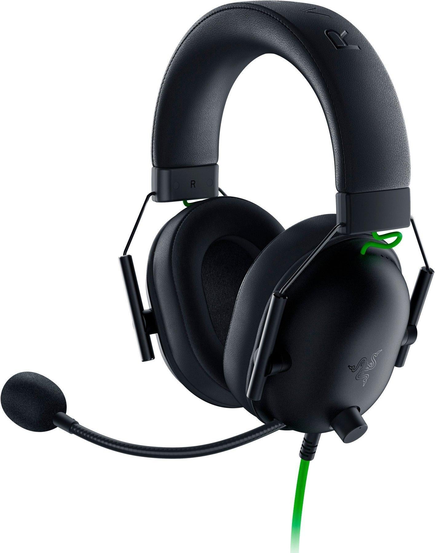 Razer  -  Blackshark V2 X  -  Kablet Esports Gaming Headset Med 7.1 Surround Sound (sort/grøn) - Geekd.dk