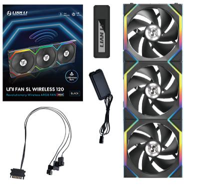 Lian Li Uni Fan Sl Wireless, 3-pak, Sort - 120mm Kabinet Blæser - Geekd.dk