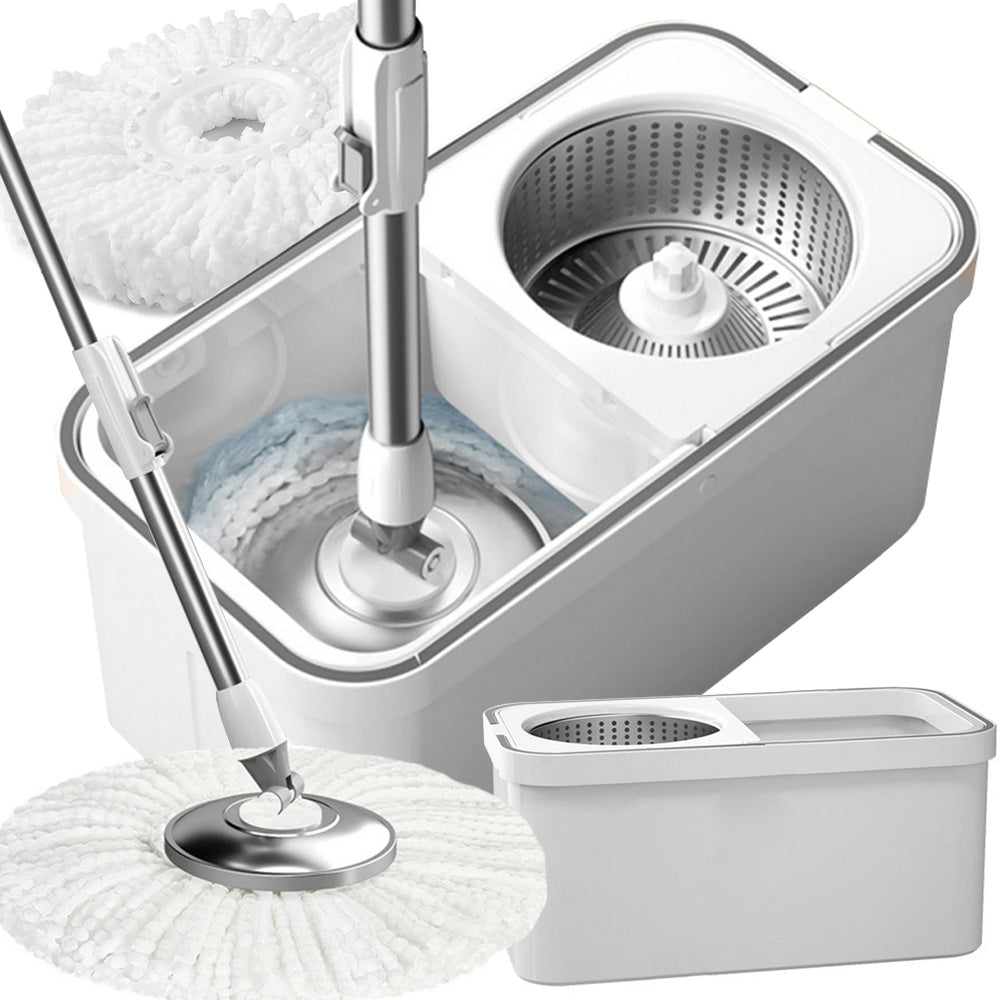 360 Roterende Moppe Med 2x Mikrofiberpads - Effektiv Og Ergonomisk Rengøring