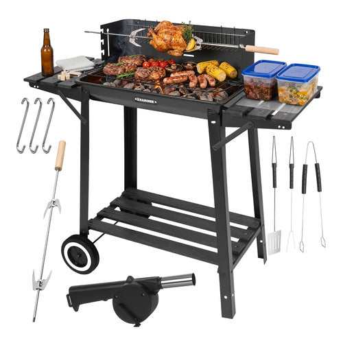 Kulgrill Med Rotisserie Og Varmehylde  Havegrill Med Hylder