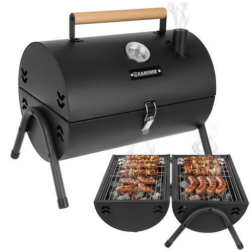 Kulgrill Med Låg, Termometer Og 2 Grillriste Xxl  Bærbar Havegrill Kaminer