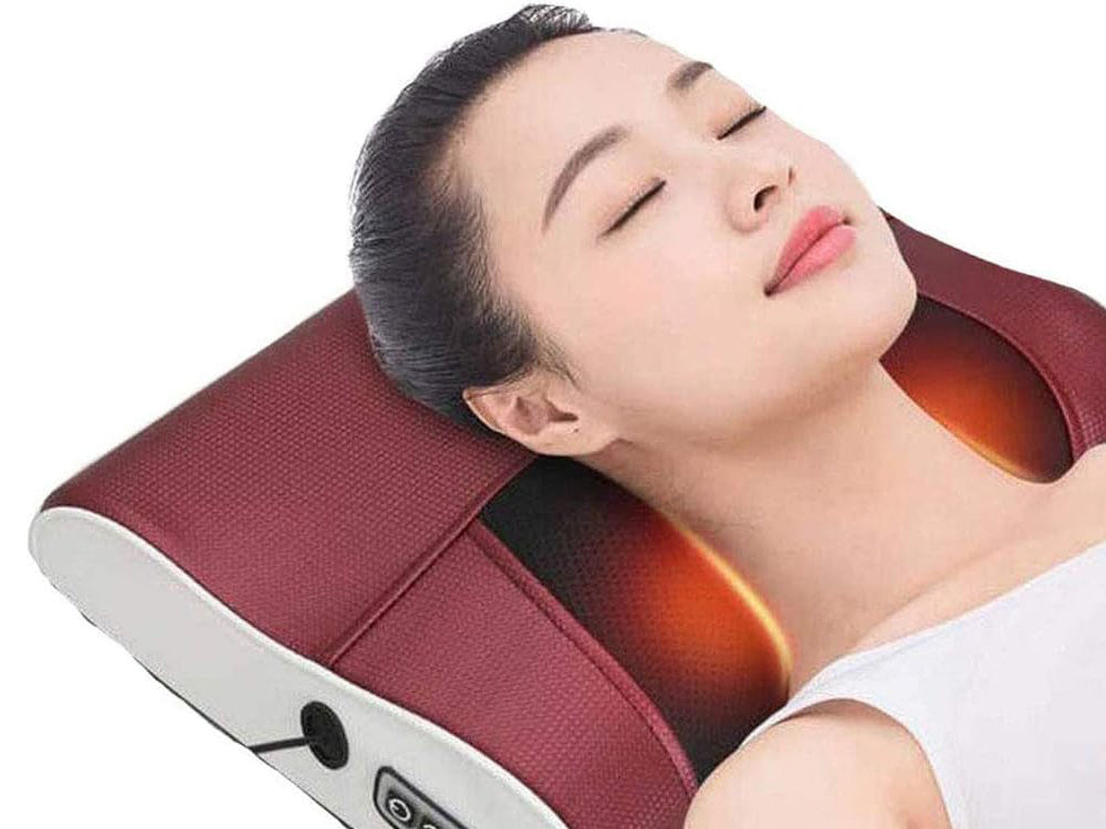 Multifunktionel Massagepude Med 4 Roterende Massagehoveder Og Infrarød Varme