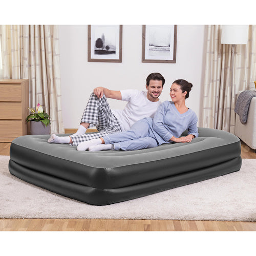 Dobbelt Luftmadras Med Indbygget Pumpe & Pude 203x152x46 Cm