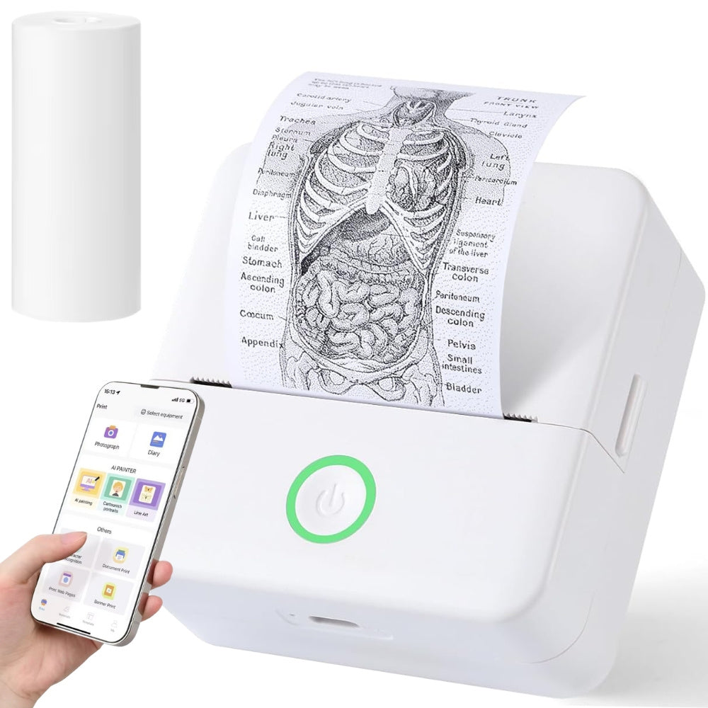 Mini Termoprinter, Trådløs  Print Fotos, Noter Og Mærkater På Farten