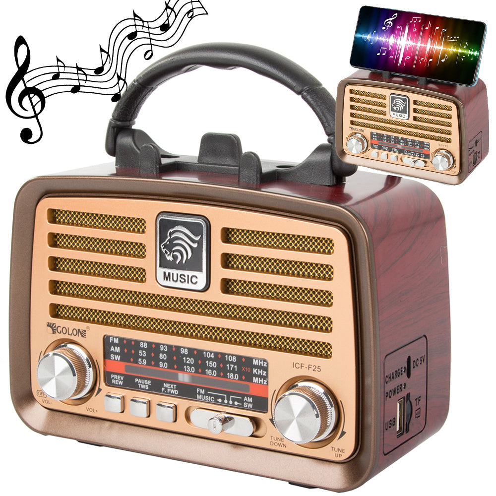 Bærbar Retro Radio Med Fm/am, Bluetooth Og Usb Genopladning
