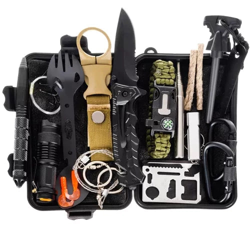 Survival Kit 32-i-1 Med Vandtæt Kasse  Komplet Overlevelsessæt Til Outdoor Og Nødsituationer