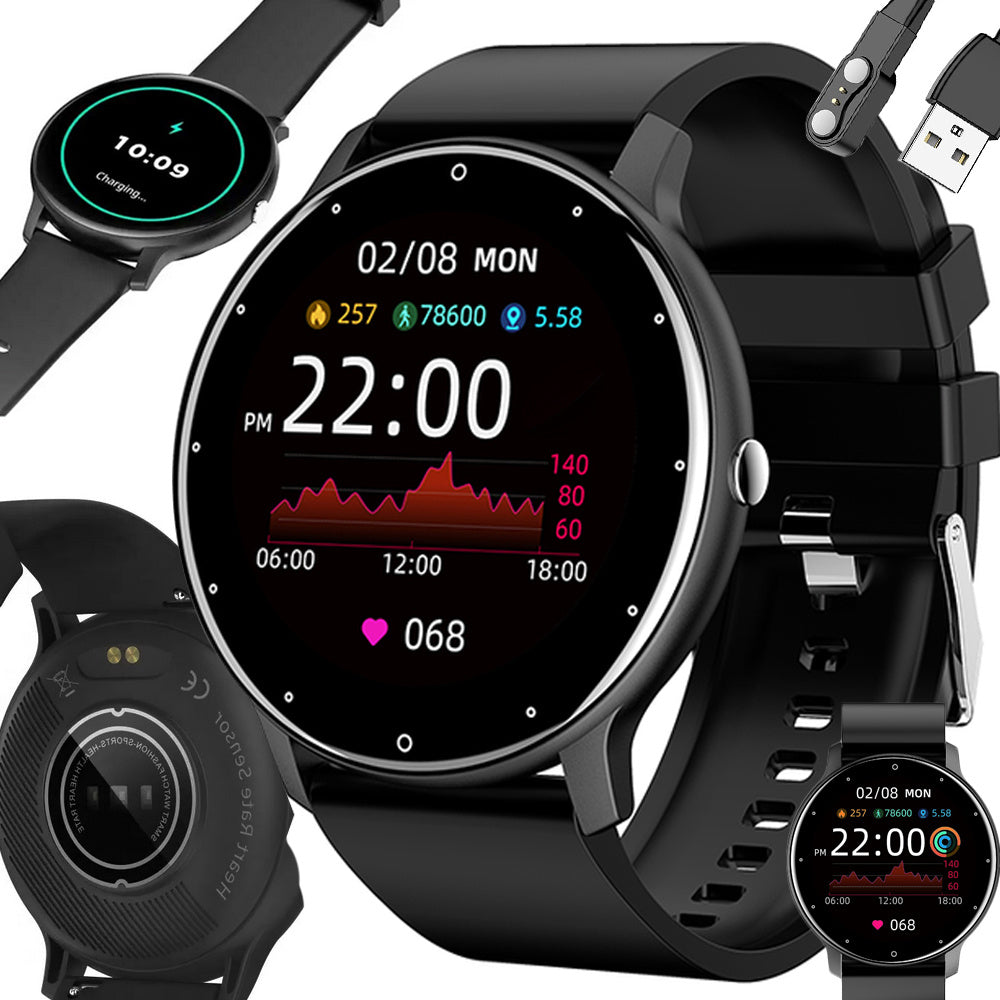 Smartwatch Til Herre & Dame  Sort Silikonerem, Bluetooth & Opkaldsfunktion