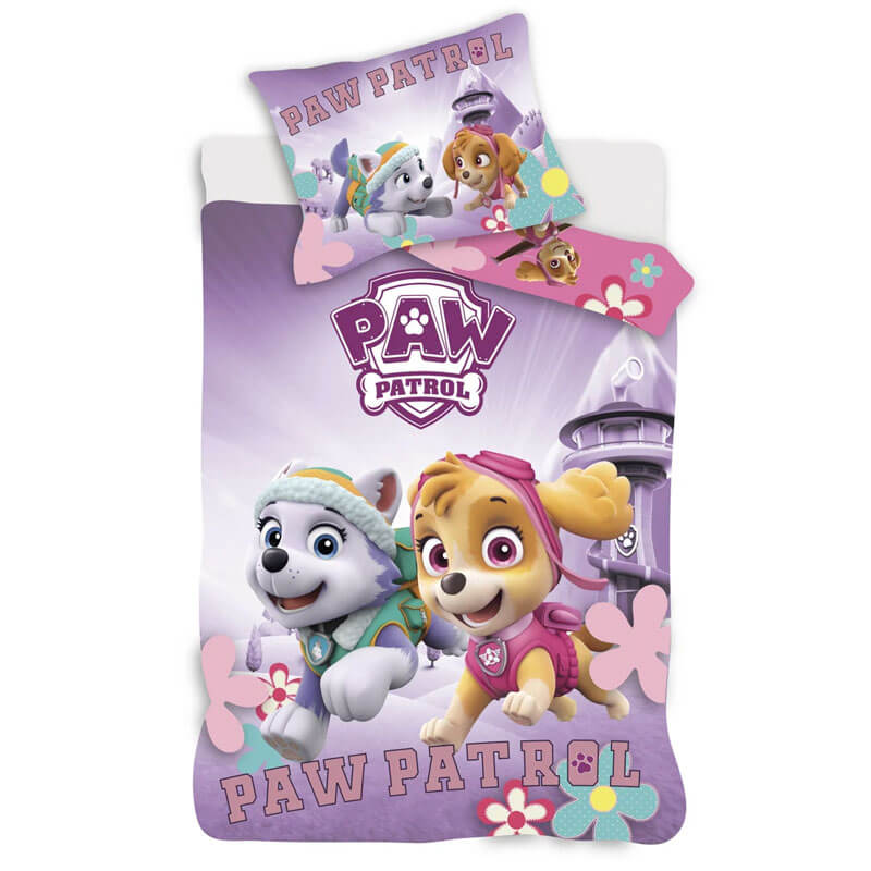 Paw Patrol Skye Og Everest Junior Sengetøj  -  100 X 140 Cm