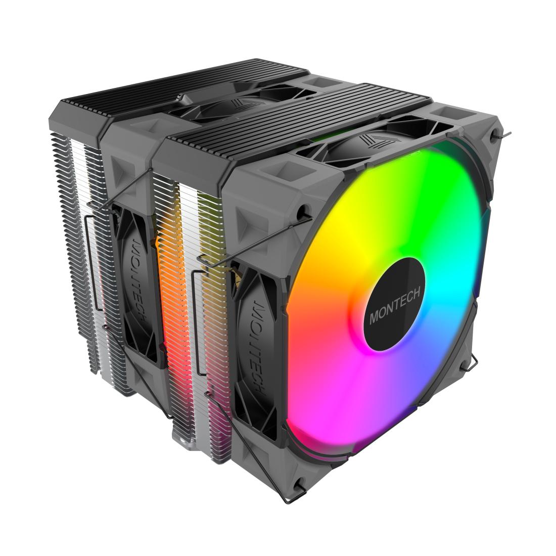 Montech Nx600, Dual Tower, 6 Hp Cpu Cooler, Argb, Black Cpu Køler - Geekd.dk