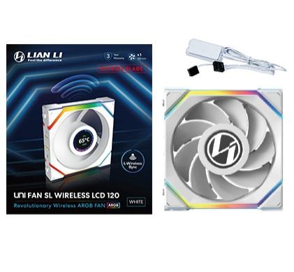 Lian Li Uni Fan Sl Wireless Lcd Reverse, Hvid - 120mm Kabinet Blæser - Geekd.dk