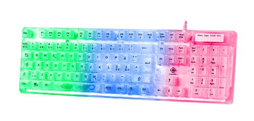 Deltaco - Dk250 Membran Tastatur - Transparent - Regnbue Led - Geekd.dk