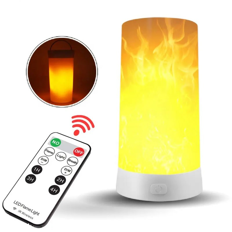 Genopladelig Led Flammelampe Med Fjernbetjening