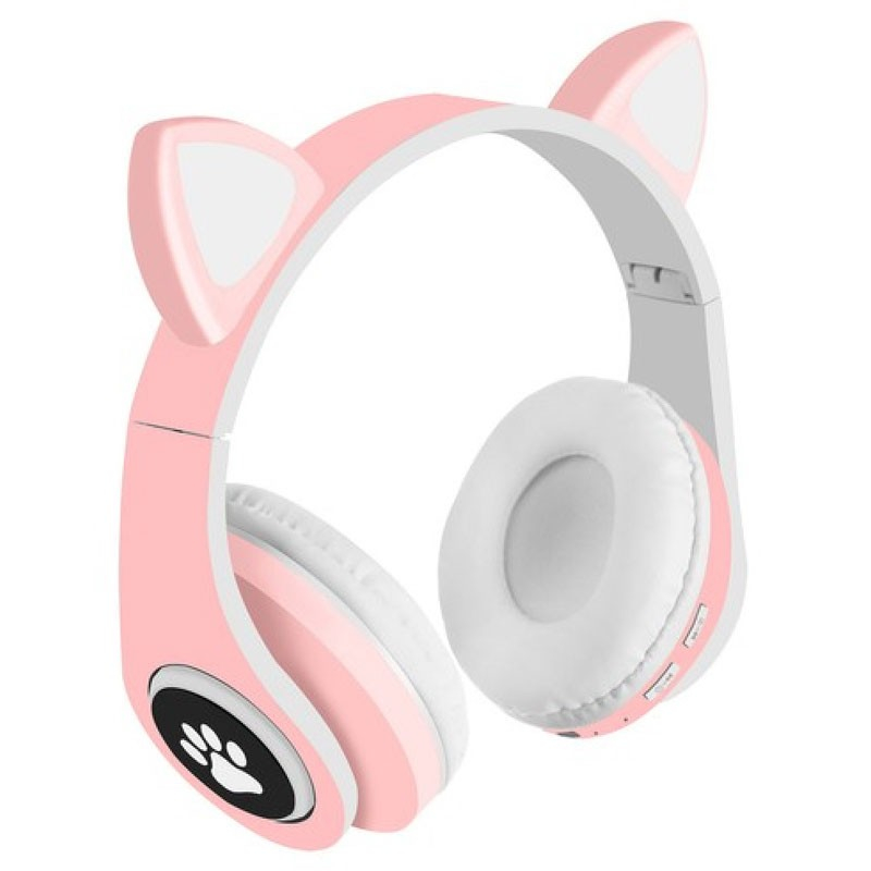 Høretelefoner Med Katteører Og Led Lys - Pink