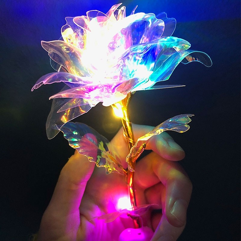 Holografisk Rose Med Led Lys
