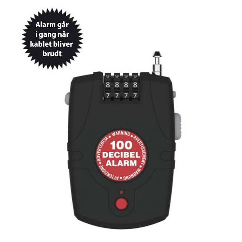 Kabellås Med Alarm Og Kode - 60 Cm