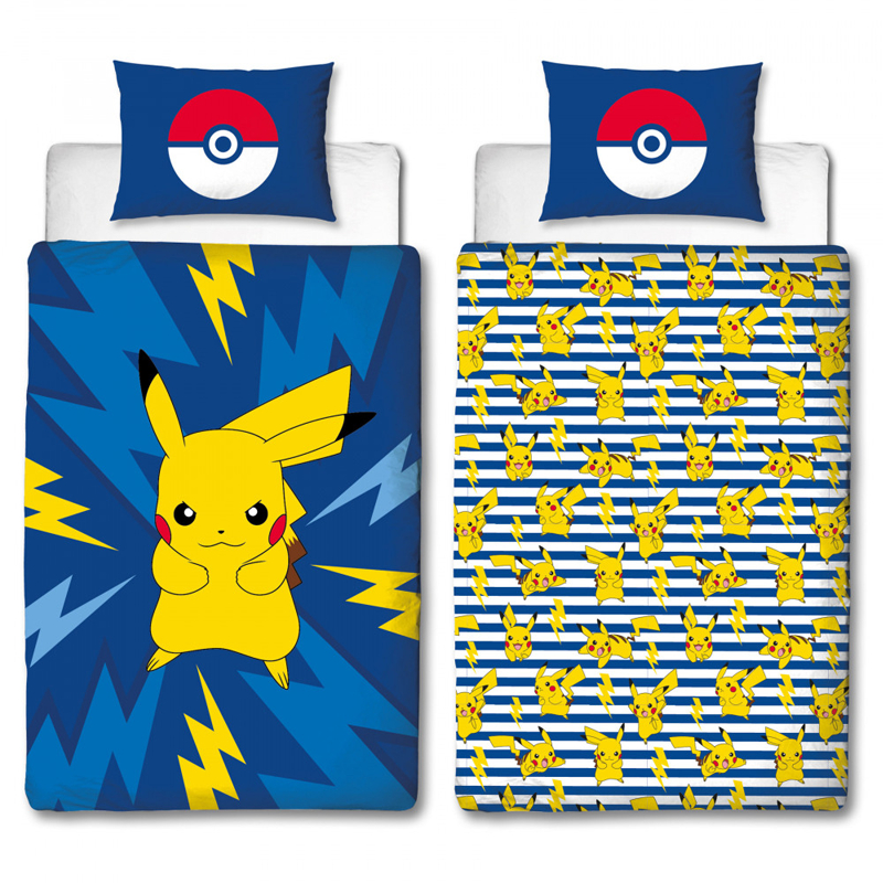 Pokémon Sengetøj Med Pikachu - Blå