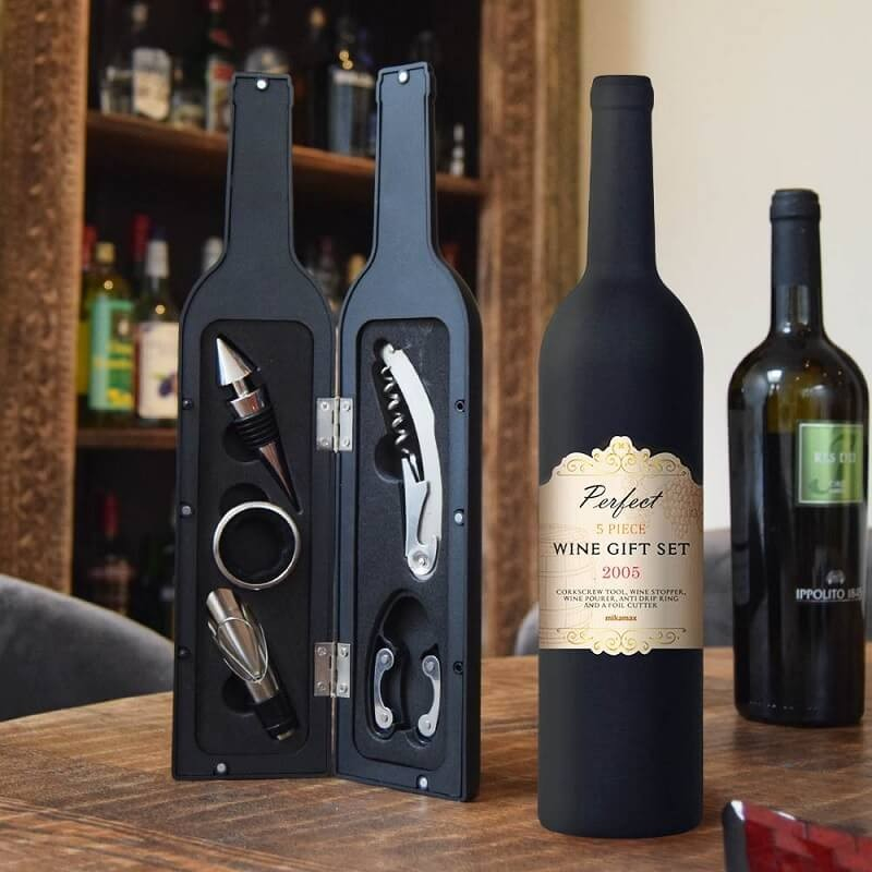 Vinflaske Gavesæt - 5 X Vintilbehør