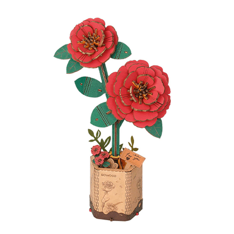 Rød Kamelia Blomst 3d-puslespil Fra Rowoodâ¢ (tw031)
