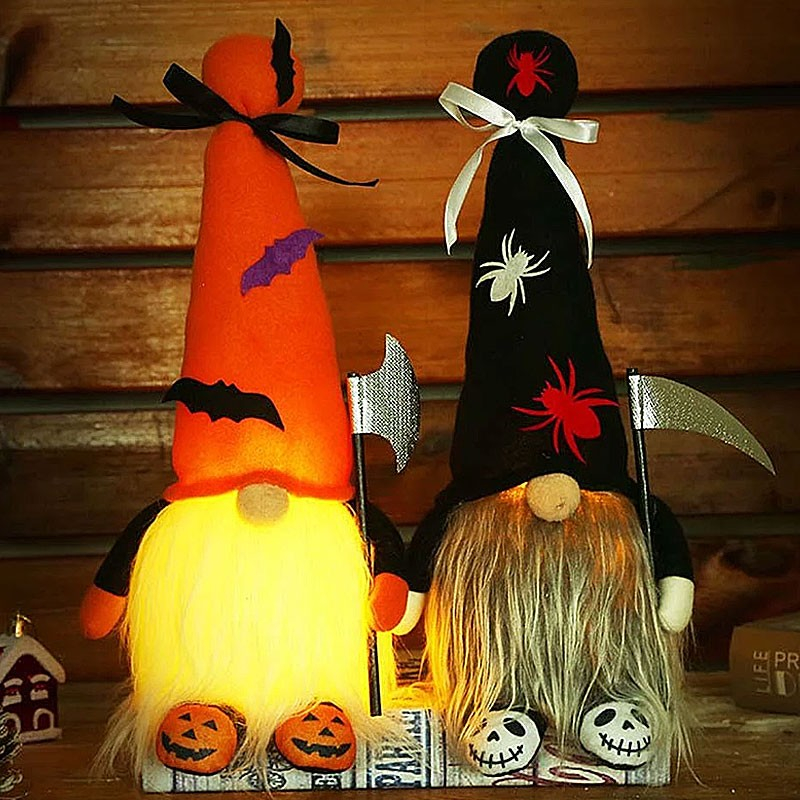 Halloween Troldmand Med Led-lys - 38 Cm - Sort