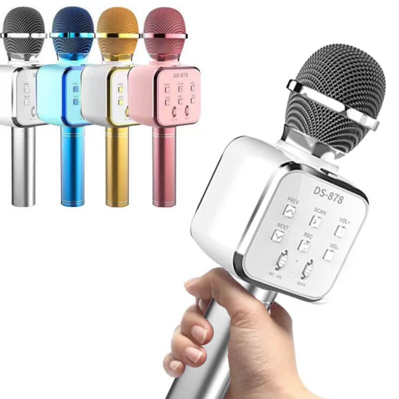 Trådløs Karaoke Mikrofon Med Højtaler - Sort