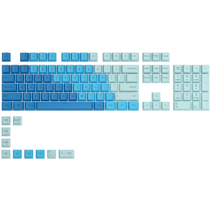 Glorious Gpbt Keycaps - 114 Pbt Caps, Ansi, Us Layout, Caribbean Ocean - Geekd.dk