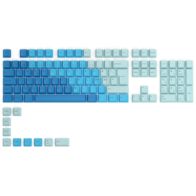 Glorious Gpbt Keycaps - 115 Pbt Keycaps, Iso, Nordic-layout, Caribbean Ocean - Geekd.dk