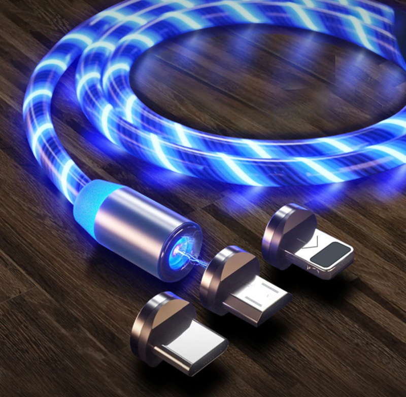 Magnetisk Usb Ladekabel, Blå Led